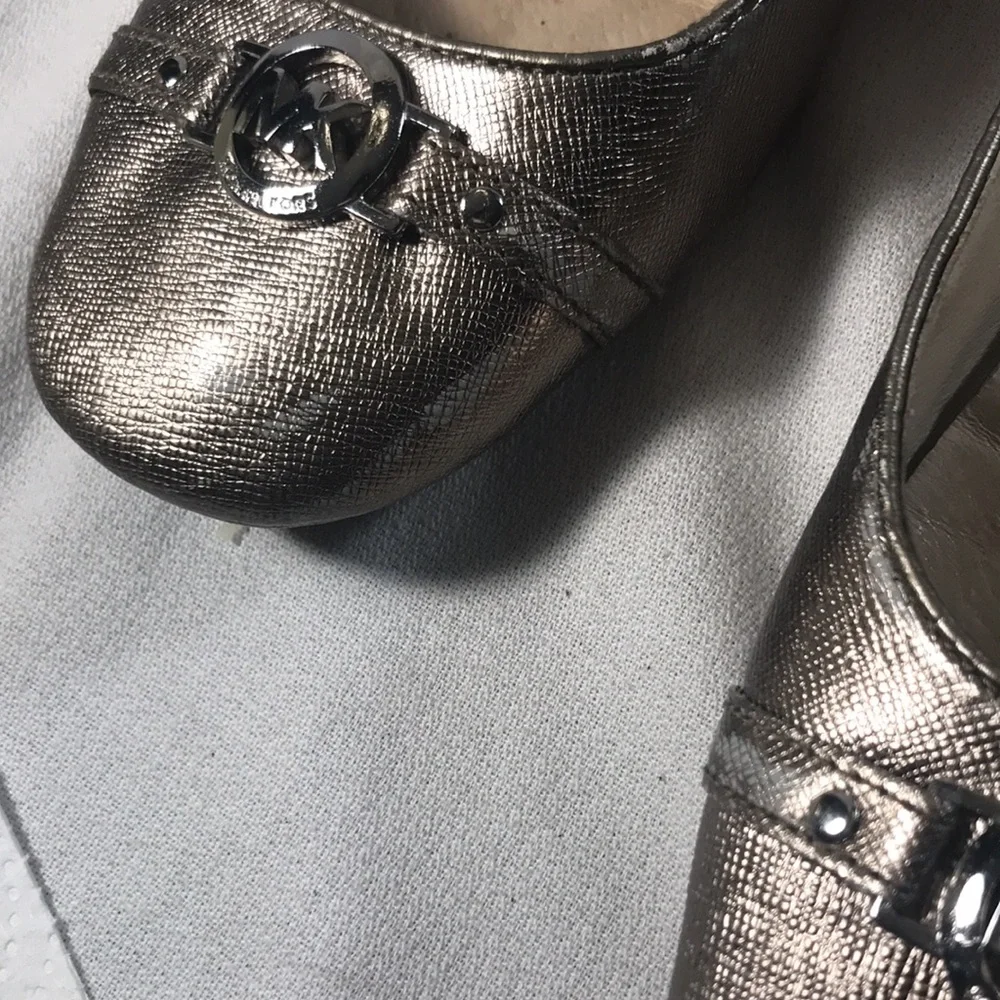 Michael Kors Fulton Women’s Metallic Gold Leather Slip On Round Toe Ballet Flats